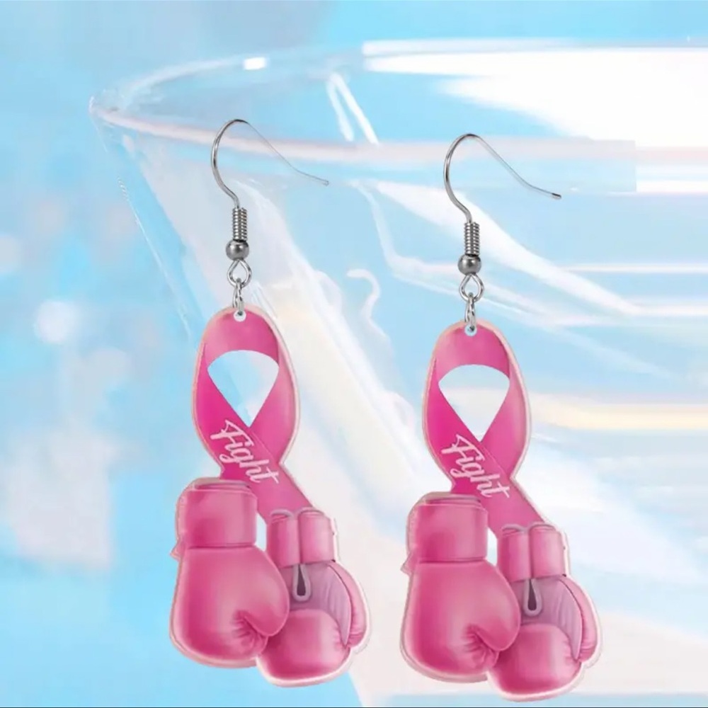 Breast Cancer Awareness Earrings, NEW, 🩷, FIGHT